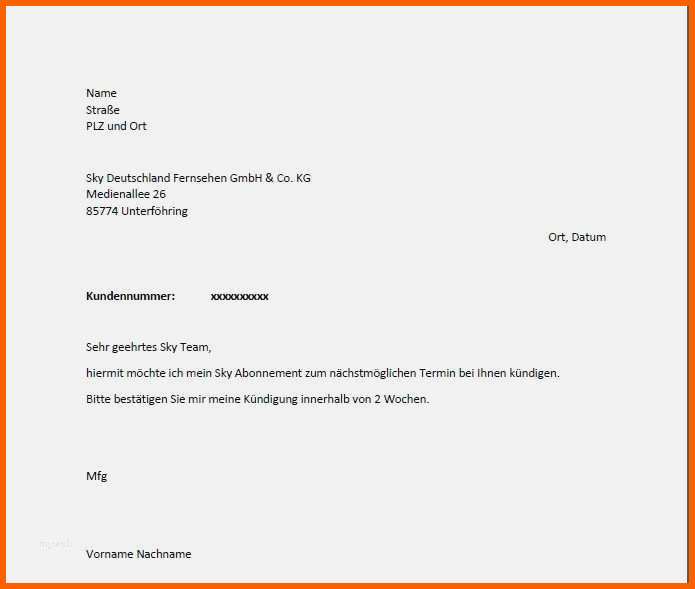Ungewöhnlich Sky Kündigung Vorlage Kostenlos Inspiration Sky Kündigung