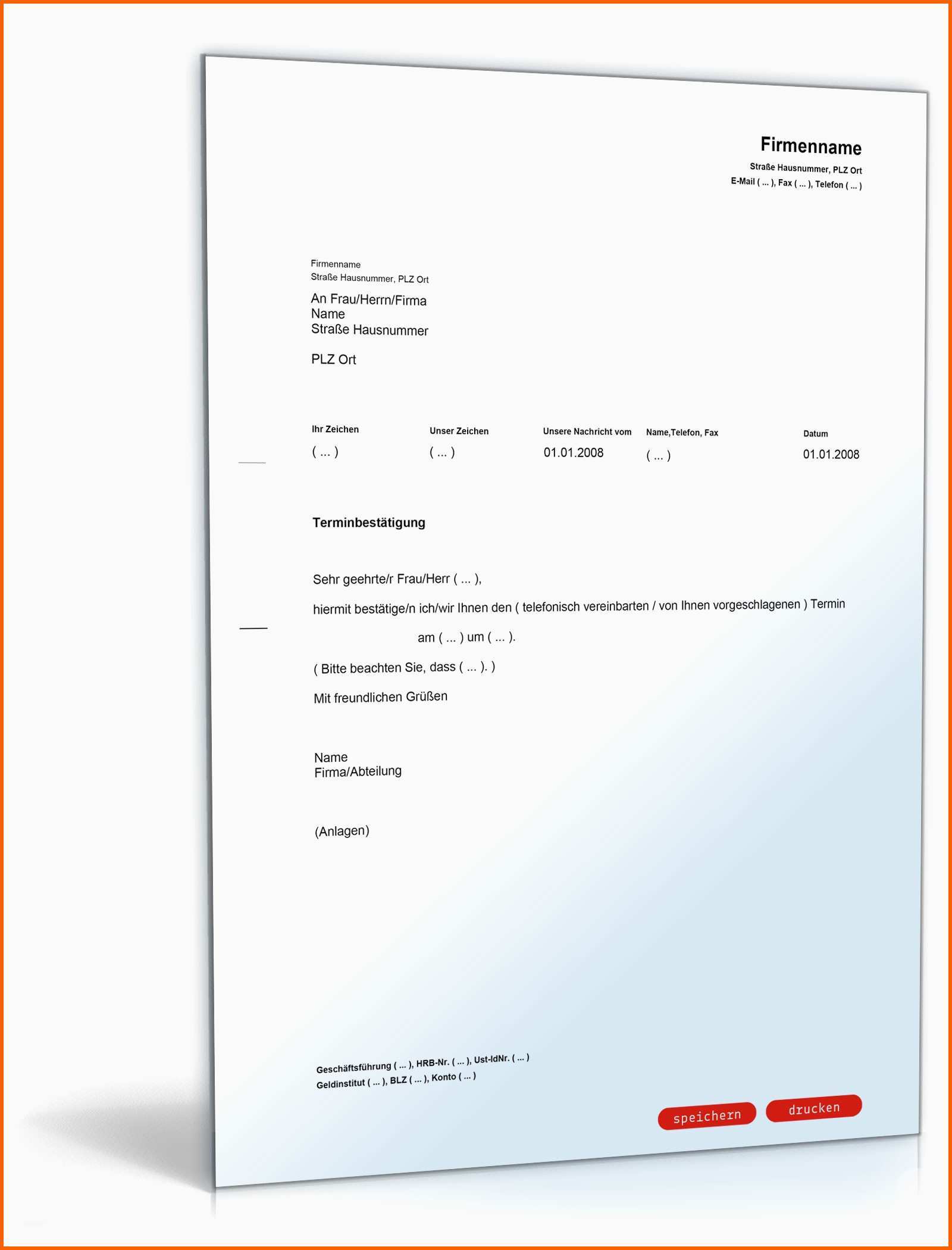 Ungewöhnlich Terminbestätigung Muster Vorlage Zum Download