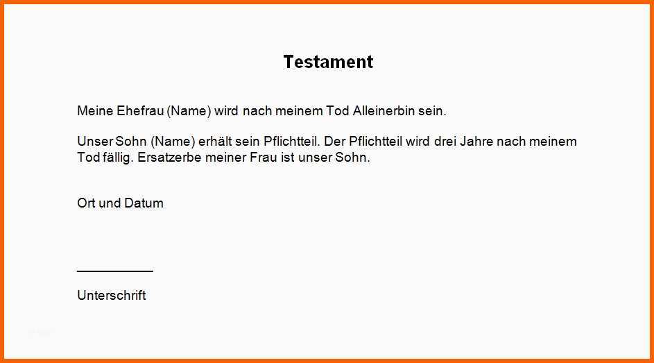 Ungewöhnlich Testament Vorlage Testament Handschriftlich