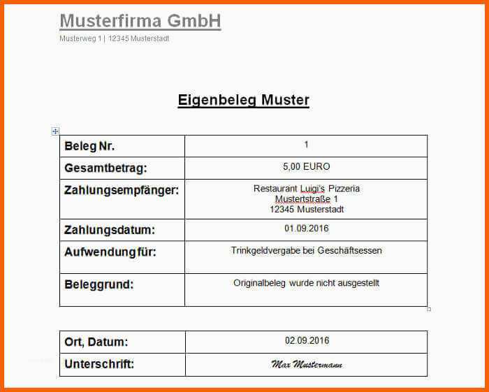 Ungewöhnlich Wie Muss Ein Eigenbeleg Aussehen Musterbeispiel & Inhalt