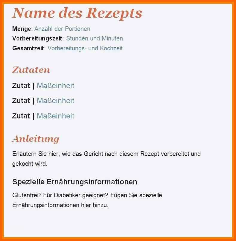 Unglaublich 15 Rezepte Schreiben Vorlage | Kostenlos Vorlagen