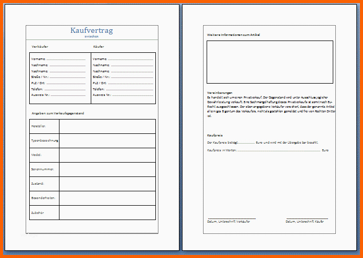Unglaublich Allgemeiner Kaufvertrag Pdf Vorlage Kostenlos Runterladen
