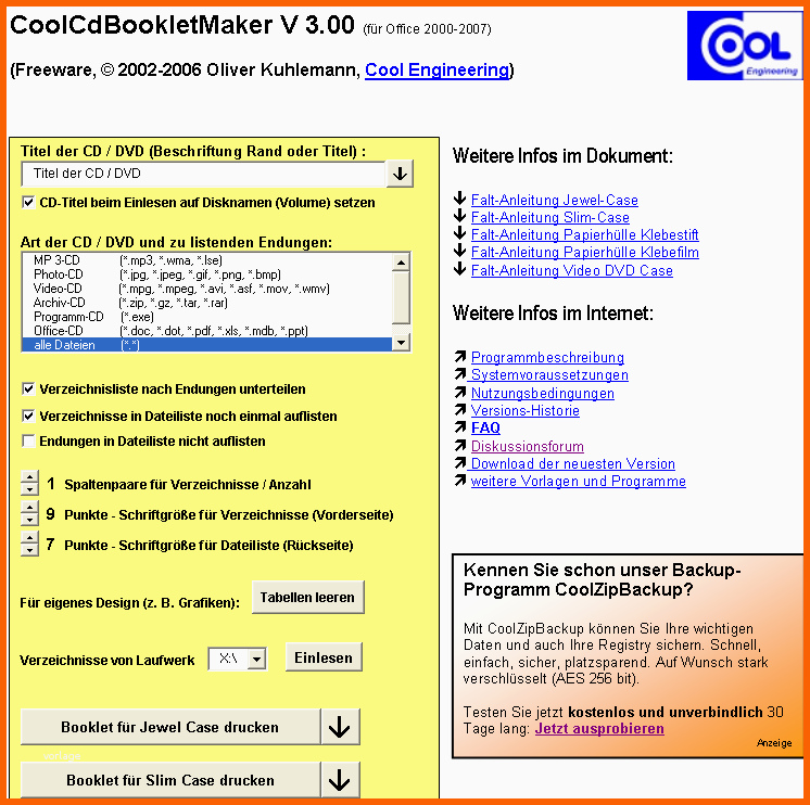 coolcdbookletmaker word vorlage fuer standard cd dvd