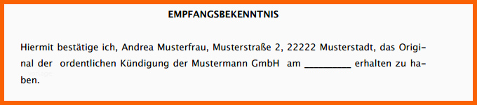 Unglaublich Empfangsbestätigung Kündigung Muster Zum Download