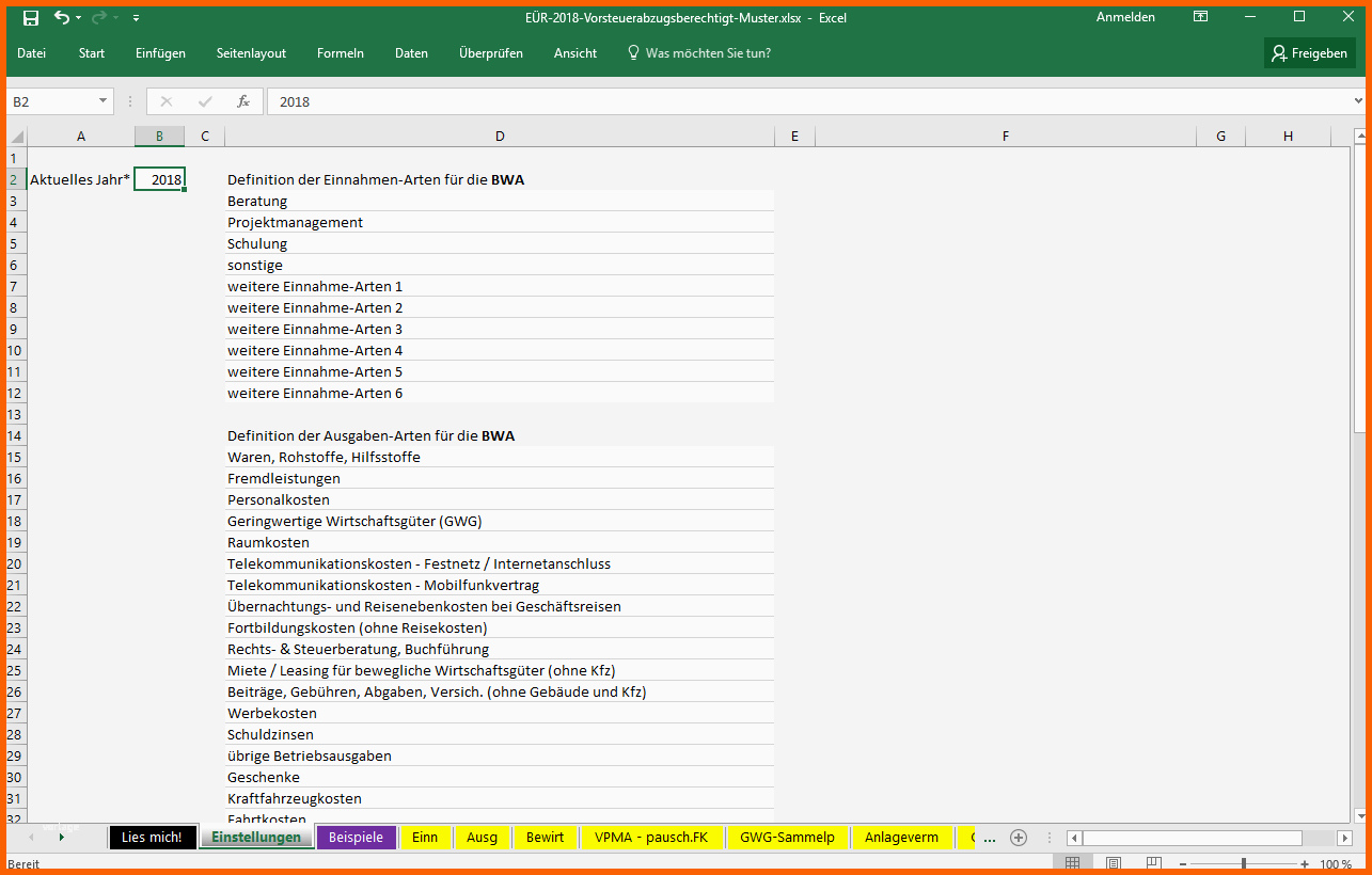 Unglaublich Excel Vorlage Einnahmenüberschussrechnung EÜr Pierre