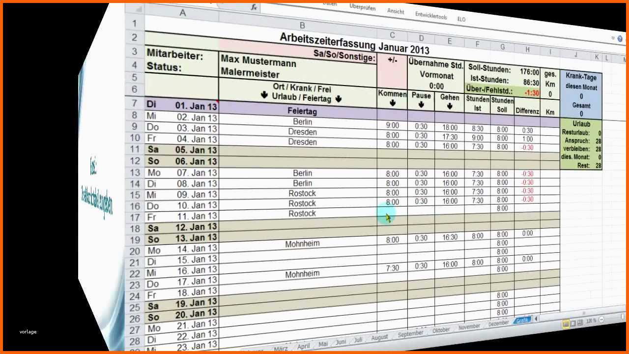 Unglaublich Excel Zeiterfassung Uhrzeit Komfortabel Eingeben