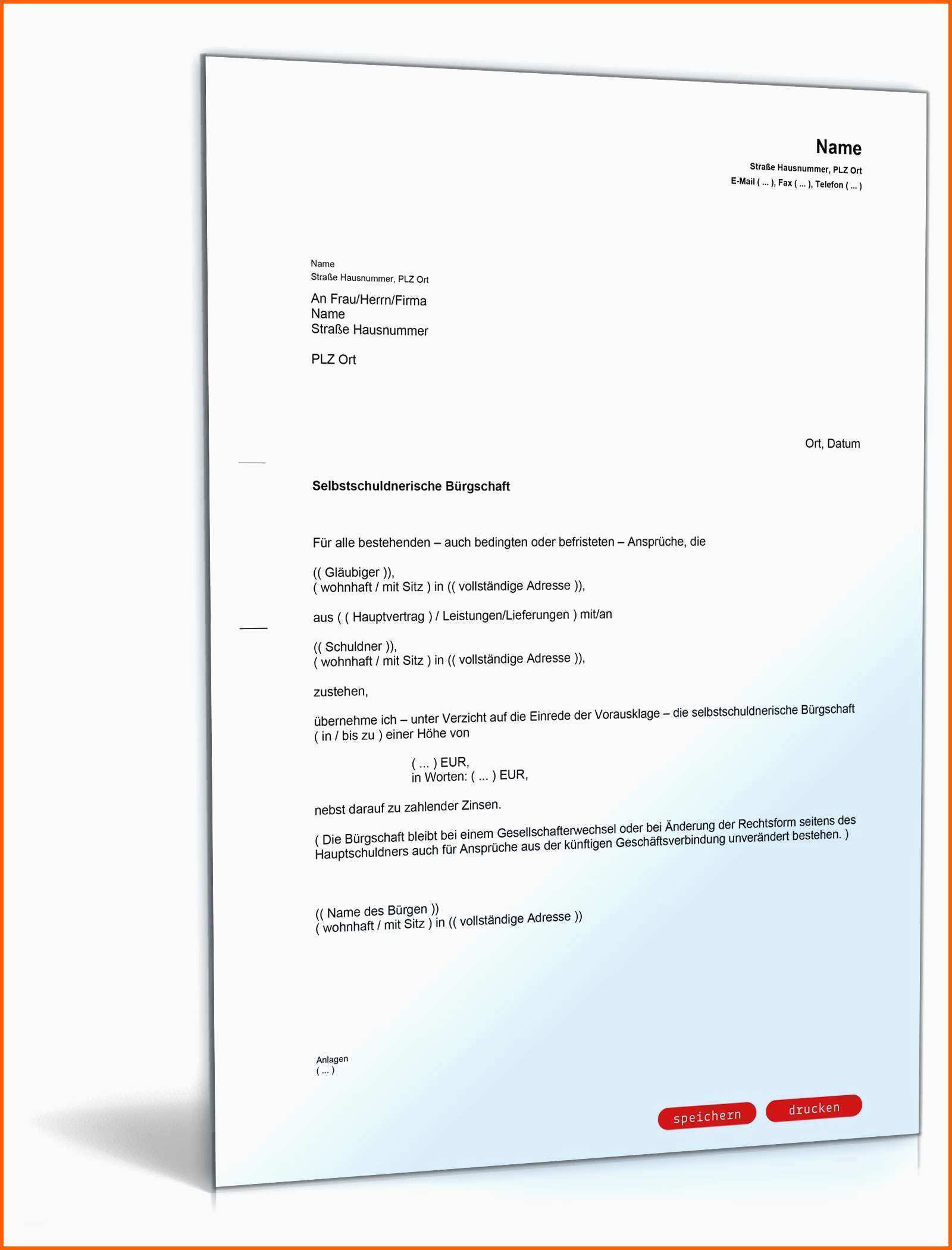 Unglaublich Finanzielle Bürgschaft Vorlage 29 Am Besten Aufnahmen Du
