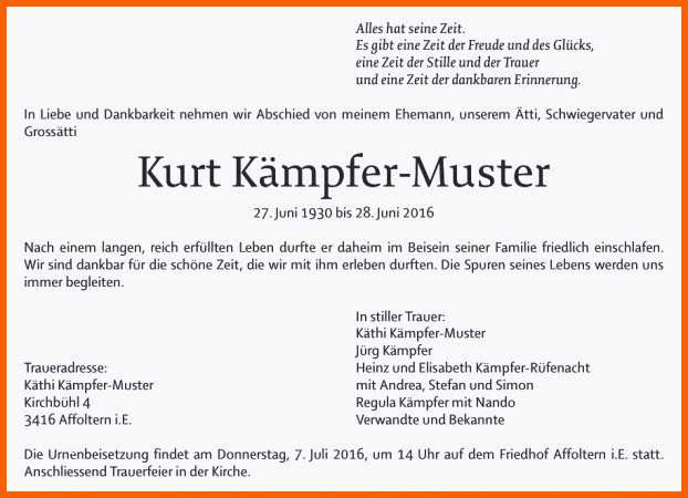 Unglaublich Frisches todesanzeigen Muster