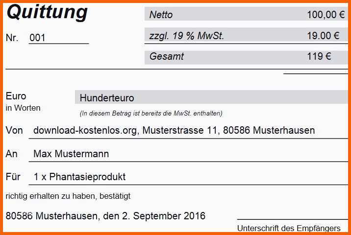 Unglaublich Inspirierende Quittung Vorlage Excel