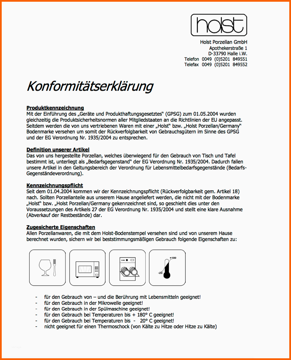 Unglaublich Konformitätserklärung Von Holst Porzellan Germany