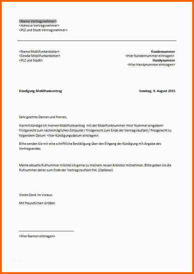 Unglaublich Kündigung O2 Vertrag Vorlage Schön Kündigung Handyvertrag