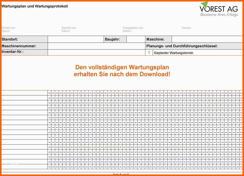 Unglaublich Maschinen Wartungsplan Vorlage Excel – De Excel
