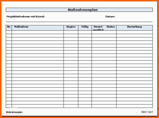 Unglaublich Maßnahmenplan Vorlage Zum Download Zeitblüten