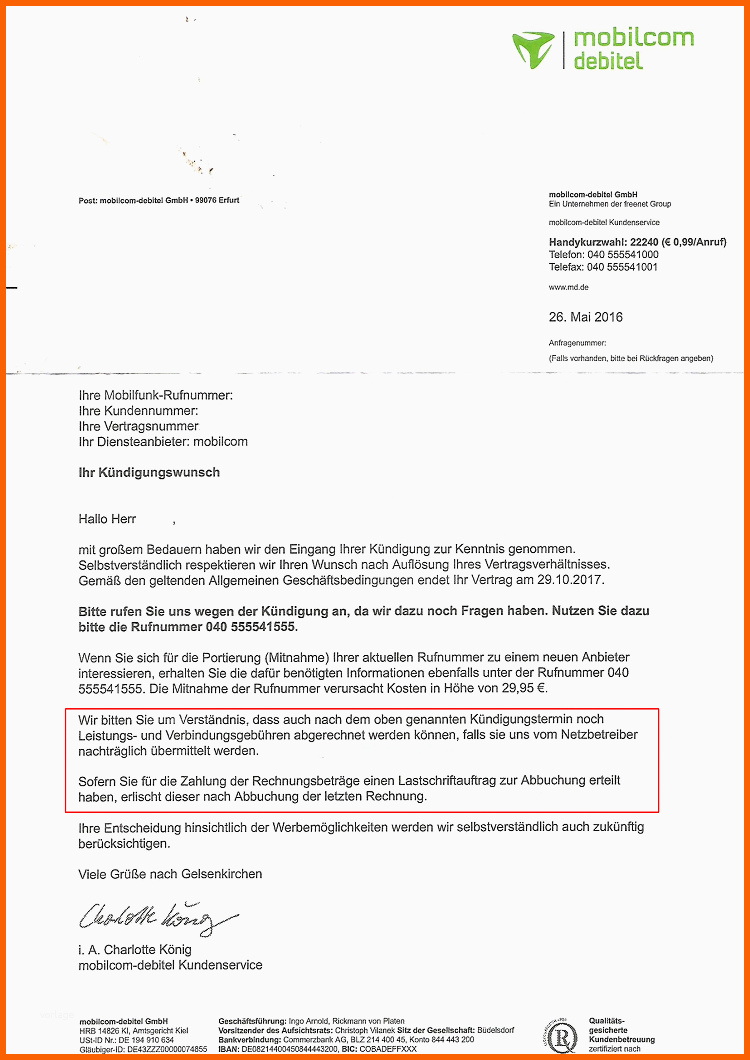 Unglaublich Mobil Debitel Mit Kosten Nach Der Kündigung Handy