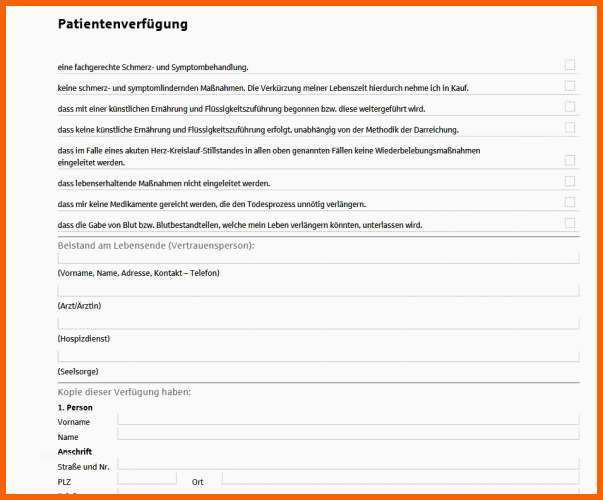 Unglaublich Patientenverfügung Vorlage Download