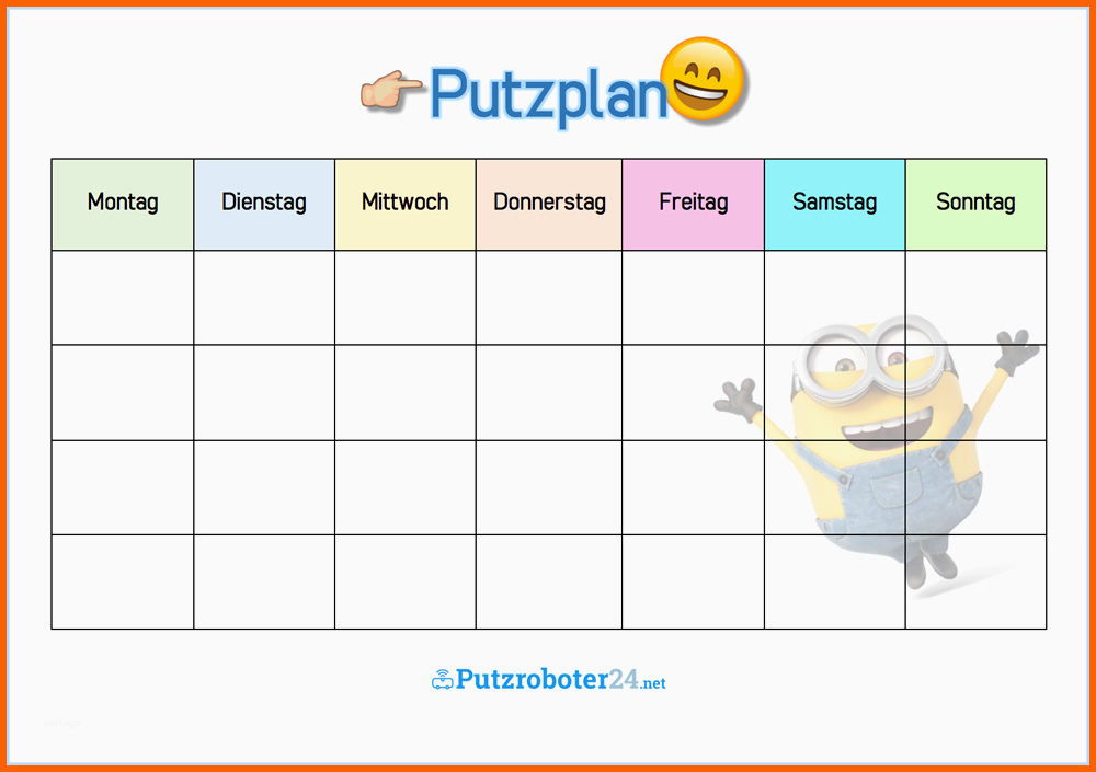 Unglaublich Putzplan Vorlage Für Familie Mit Minions