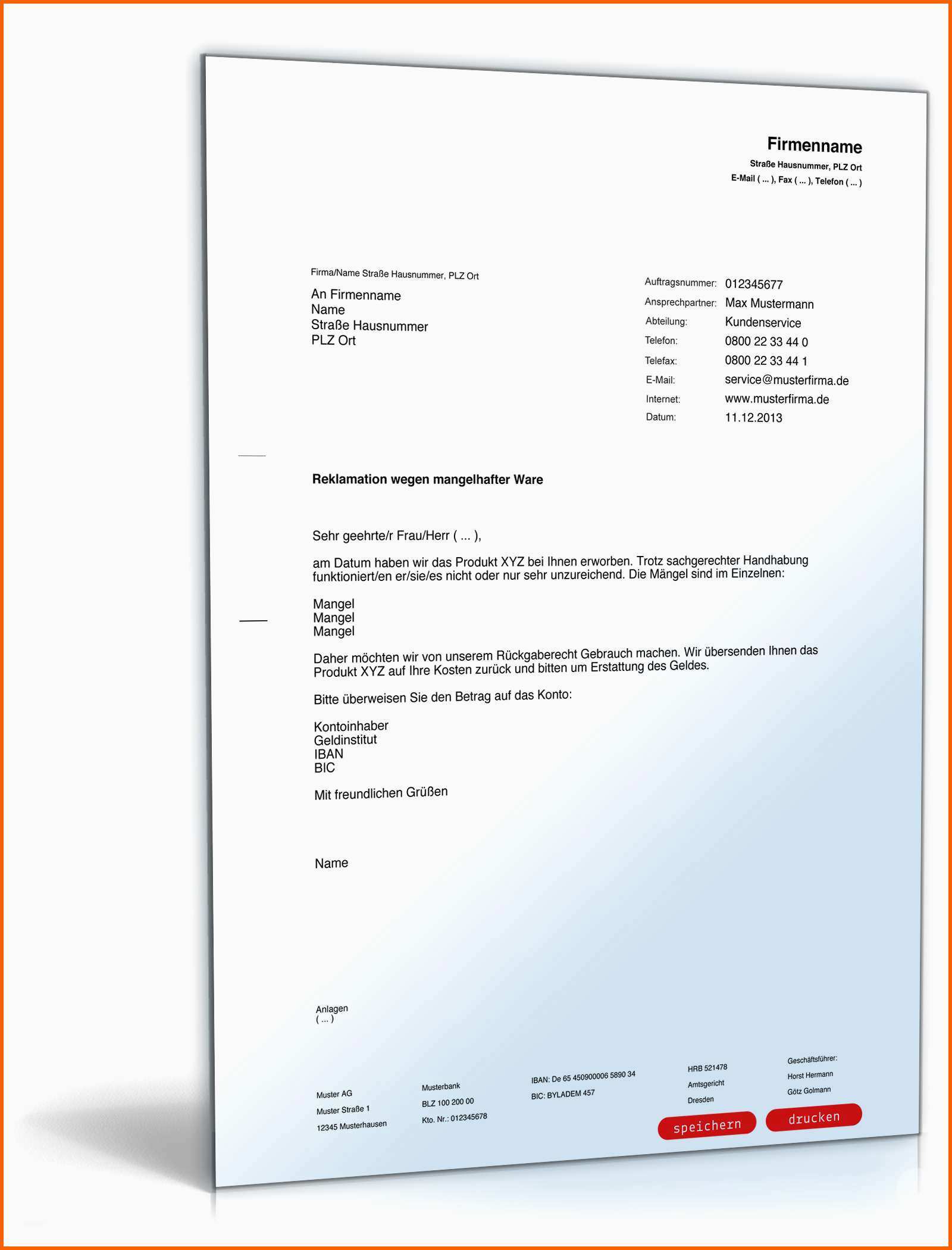 Unglaublich Reklamation Defekter Ware Rechtssicherer Musterbrief Zum