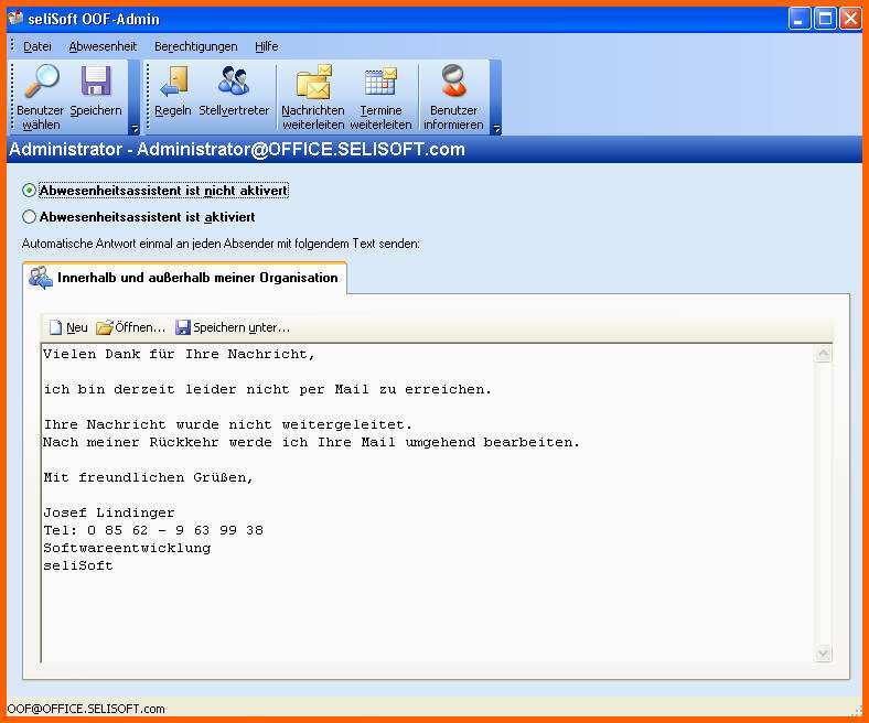 Unglaublich Selisoft Oof Admin Abwesenheitsassistent Bearbeiten