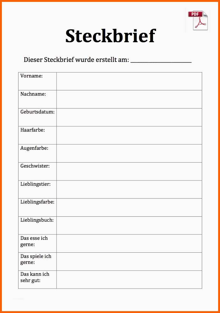 Unglaublich Steckbrief Für Kindergarten Kostenlose Steckbriefvorlage