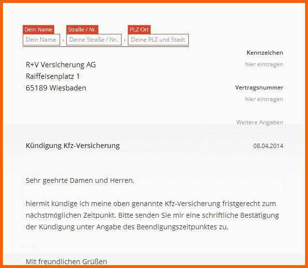 versicherung kundigen vorlage allianz