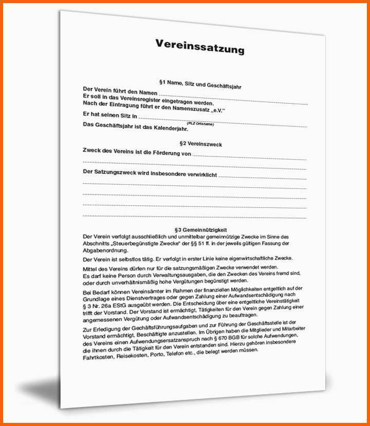 Unglaublich Vorlage Vereinssatzung A