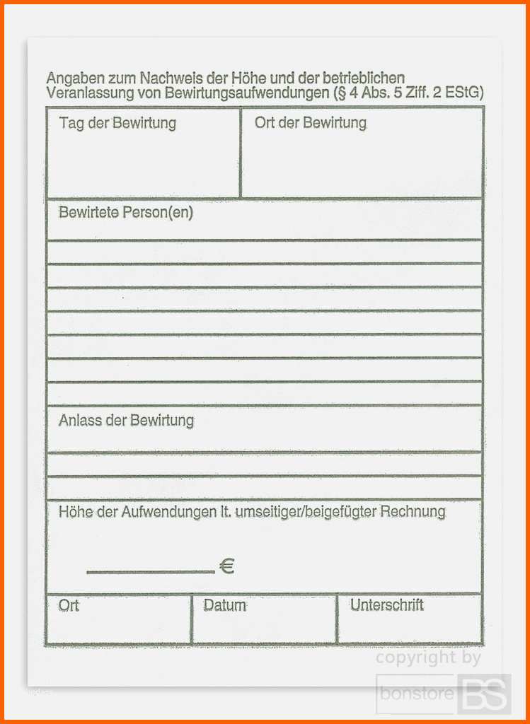 Unvergesslich 12 Bewirtungsbeleg Vorlage