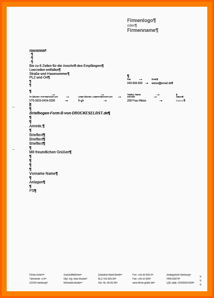 Unvergesslich 15 Geschäftsbrief Nach Din 5008 Vorlage Word