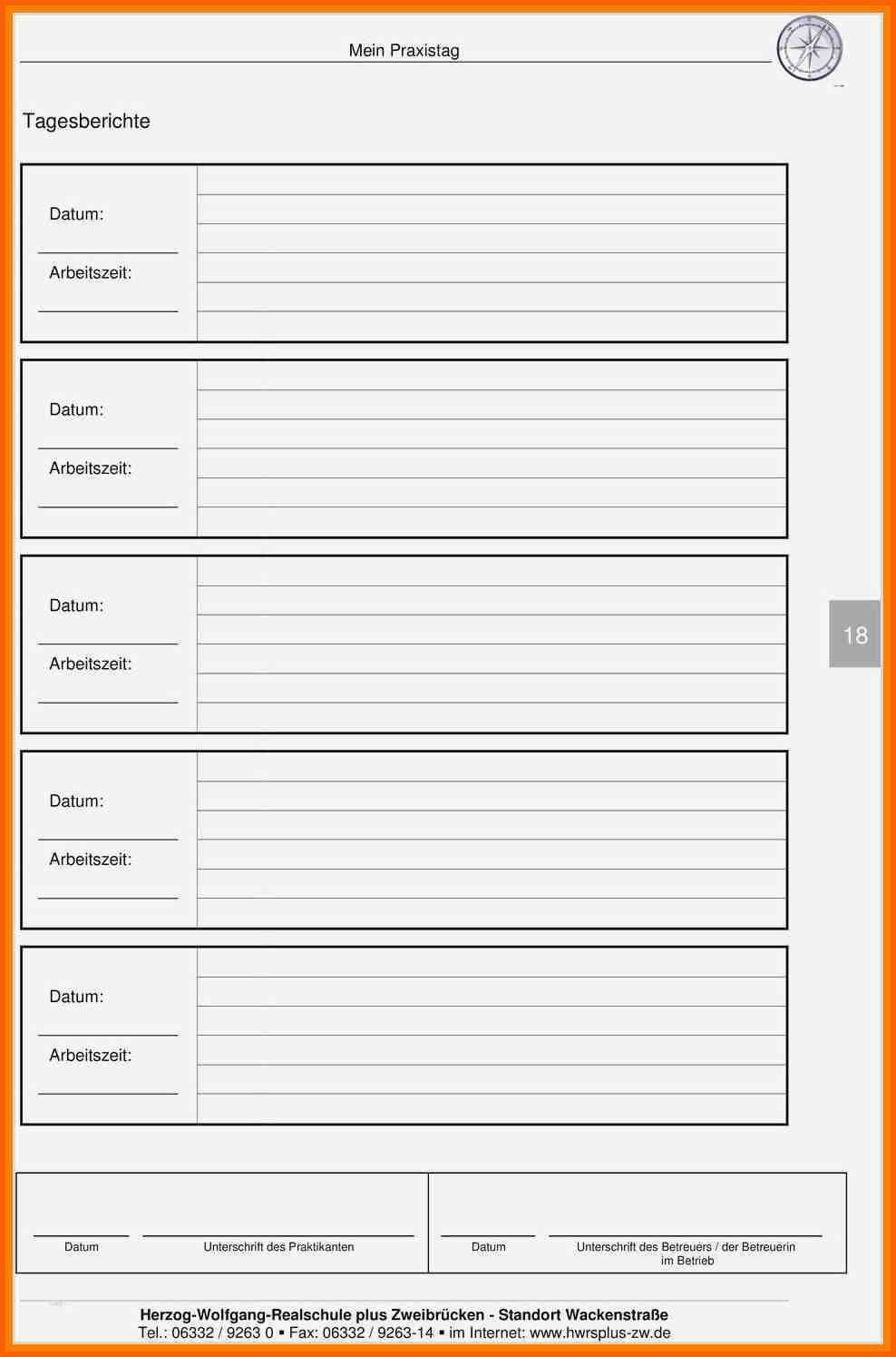Unvergesslich 15 Tagesbericht Praktikum Vorlage Zum Ausdrucken