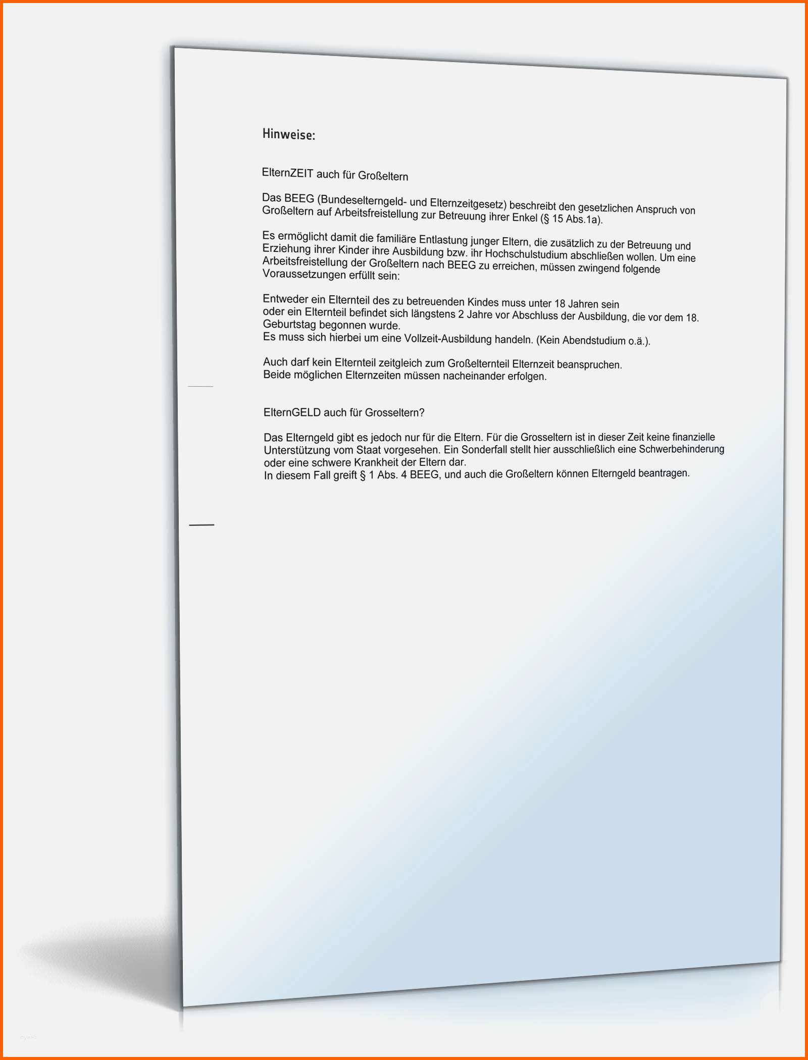 Unvergesslich 18 Antrag Auf Elternzeit Vorlage