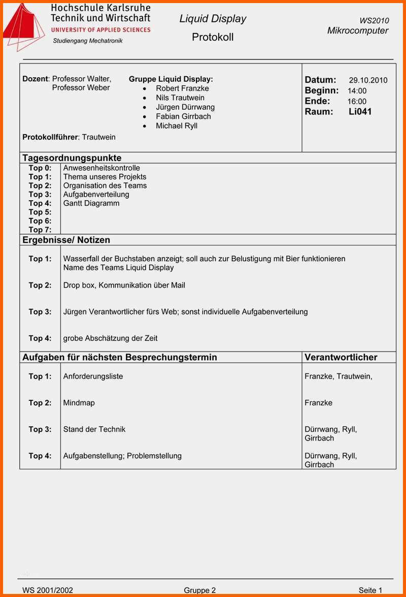 Unvergesslich 18 Vorlage Protokoll Word