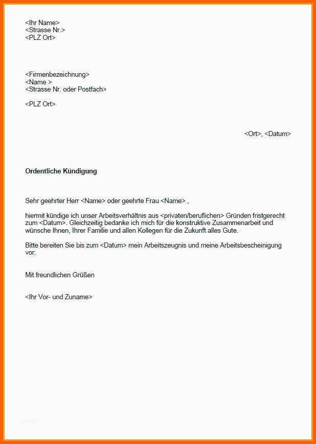 Unvergesslich 20 Fristgerechte Kündigung Arbeitgeber Muster