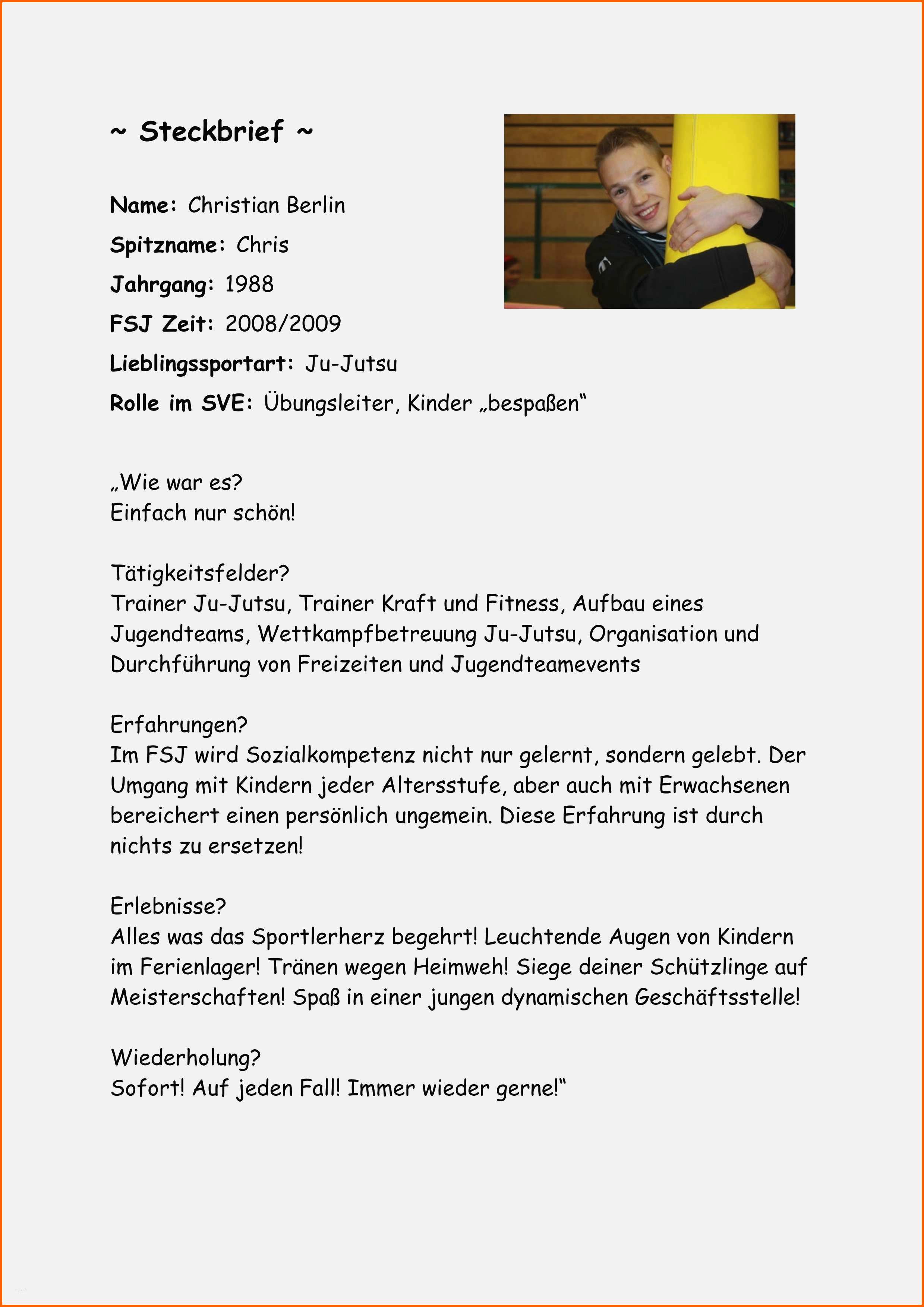 Unvergesslich 21 Steckbrief Kindergarten Kinderpflegerin Muster She