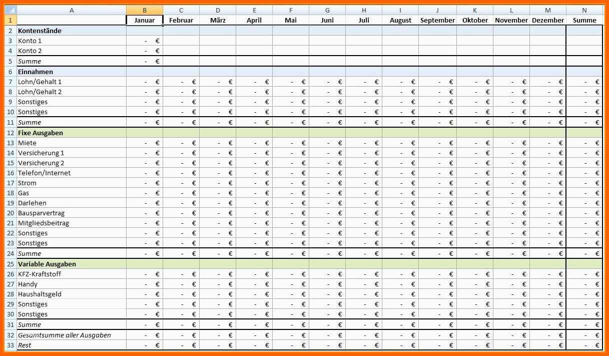 Unvergesslich 39 Galerien Von Haushaltsbuch Vorlage Excel