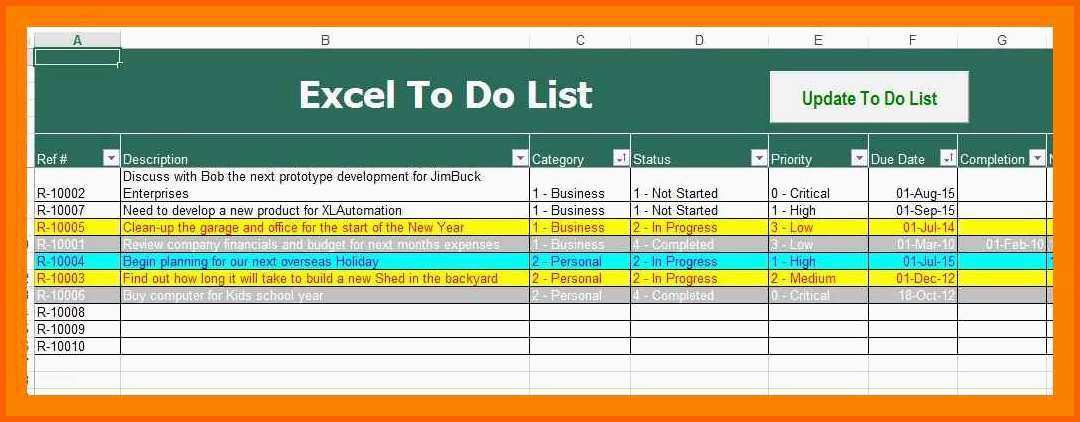 Unvergesslich 7 Excel to Do Liste Vorlage