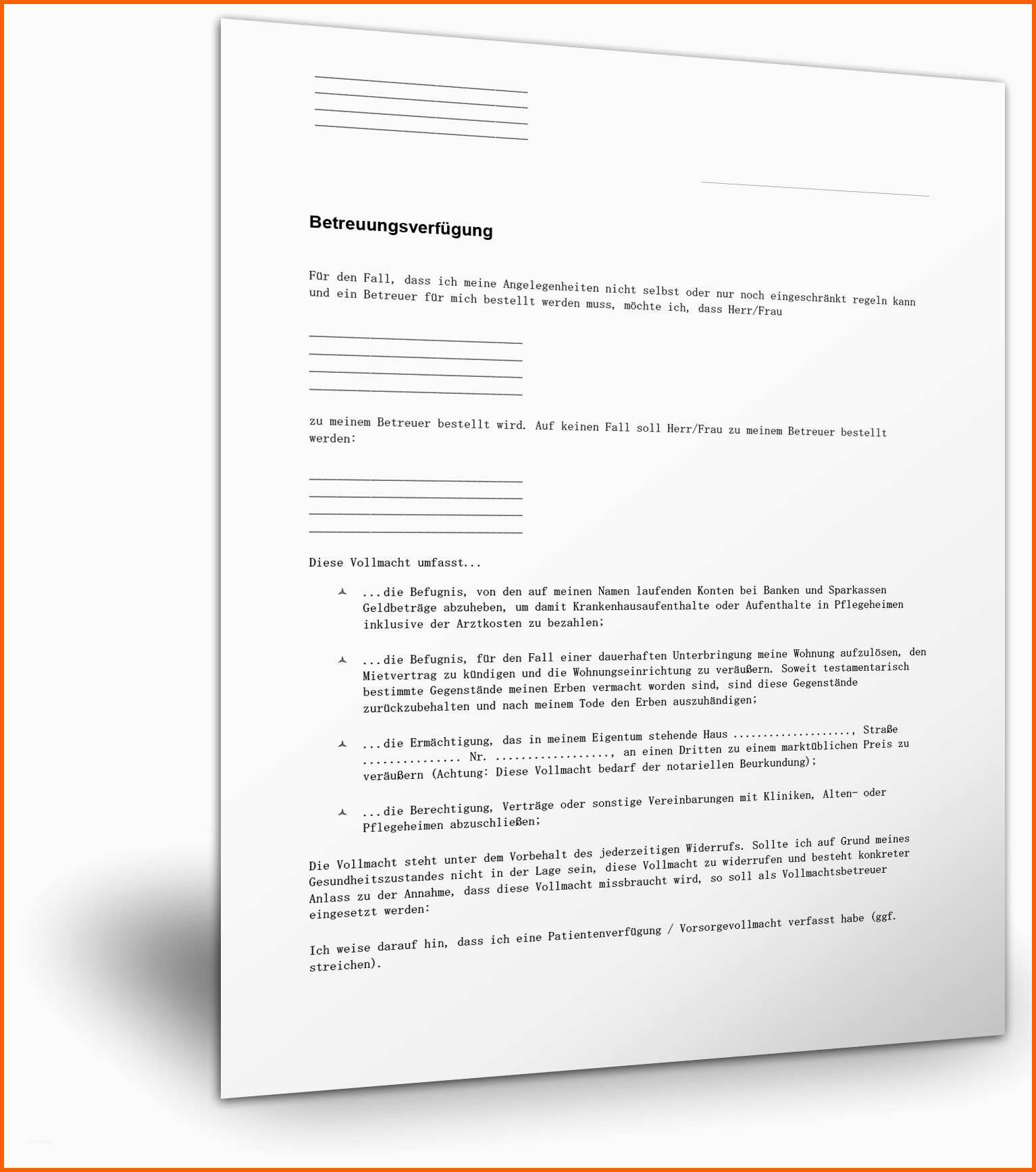 Unvergesslich Betreuungsvollmacht Muster Vorlage Patientenverfügung