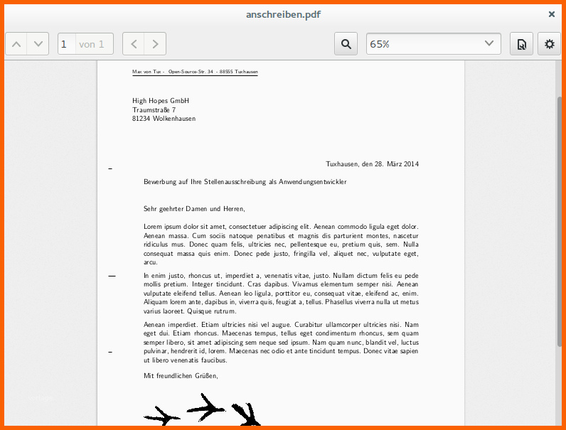 Unvergesslich Bewerbung Mit Hilfe Von Latex Vorlagen Unter Ubuntu Oder