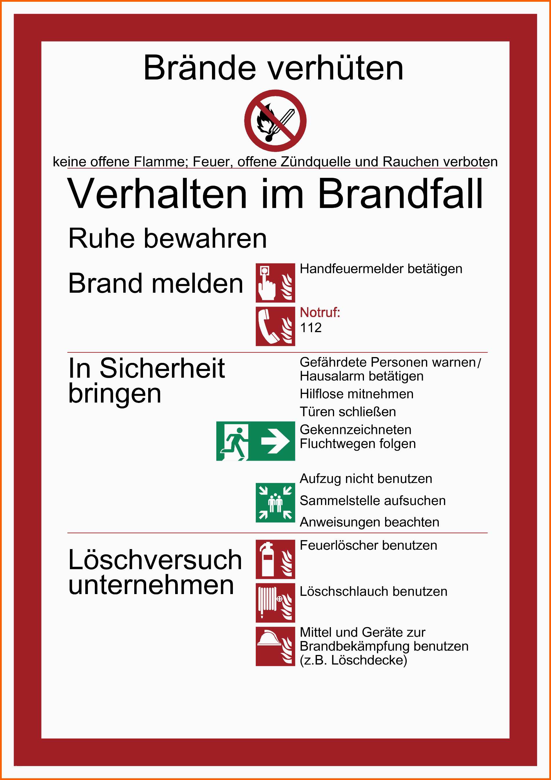 Unvergesslich Brandschutzordnung