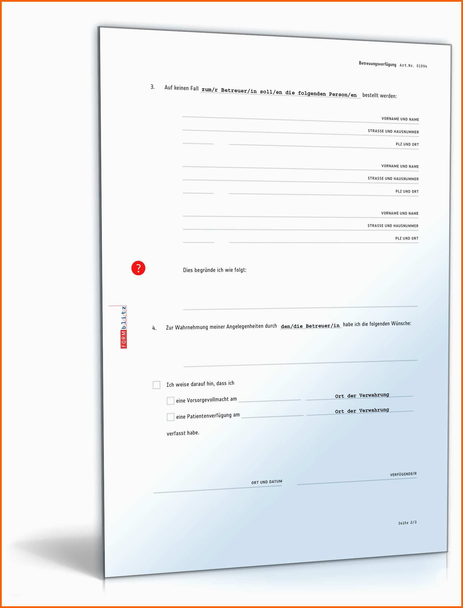 Unvergesslich Einfache Betreuungsverfügung Vorlage Zum Download