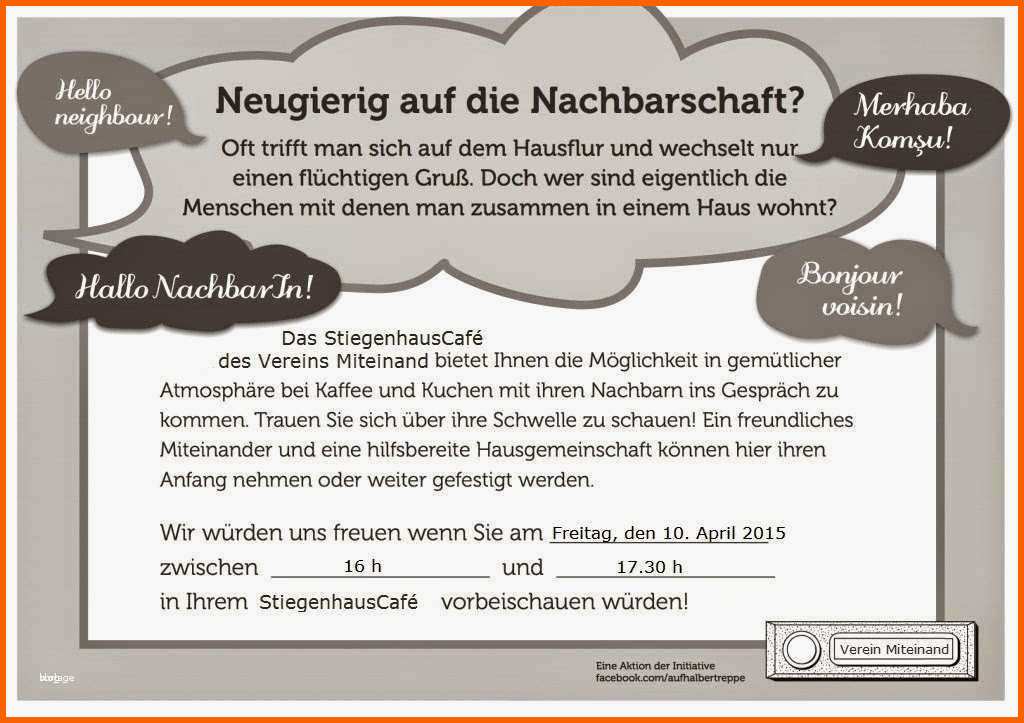 Text einladung nachbarn kennenlernen