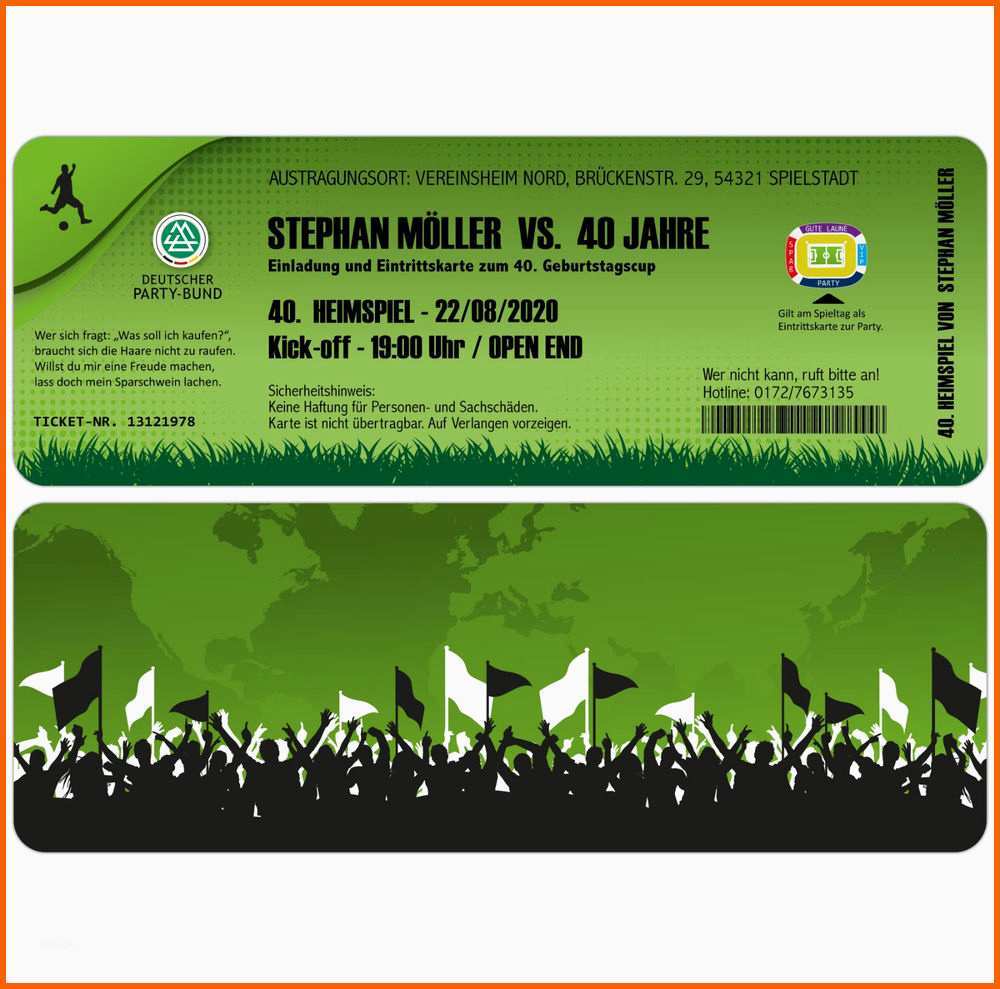 unvergesslich einladungskarte zum geburtstag als fussball ticket von eintrittskarte vorlage