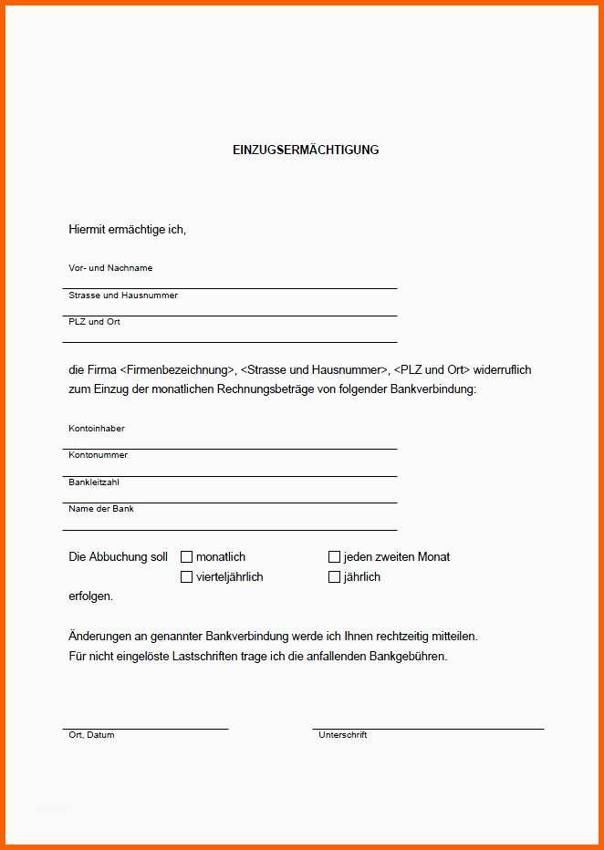 Unvergesslich Einzugserrmächtigung Für Regelmäßige Zahlungen Zum sofort