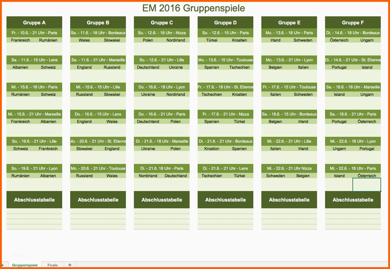 Unvergesslich Em Spielplan Gruppenspiele