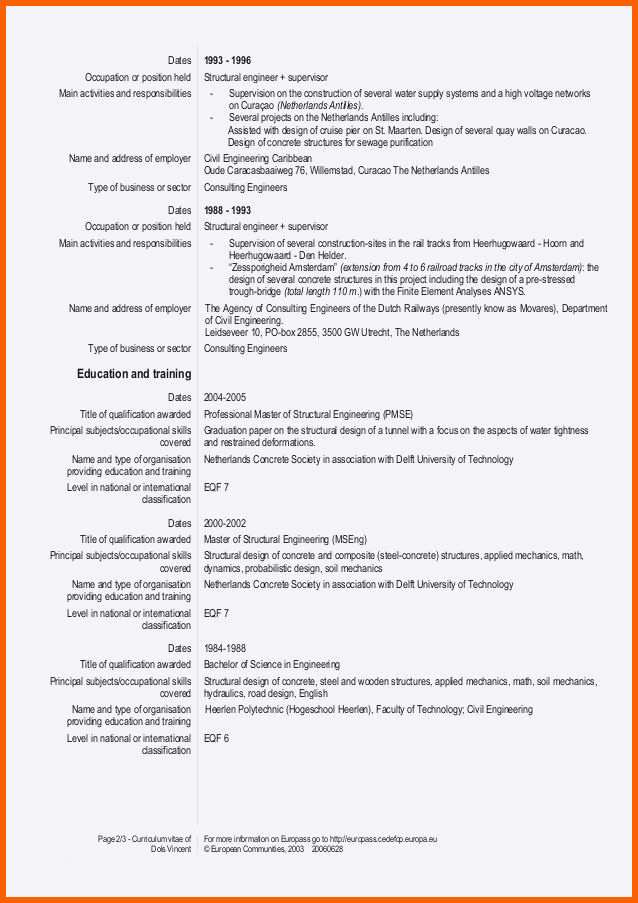 Unvergesslich Europass Lebenslauf Vorlage