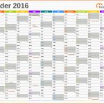 Unvergesslich Excel Kalender 2016 Kostenlos