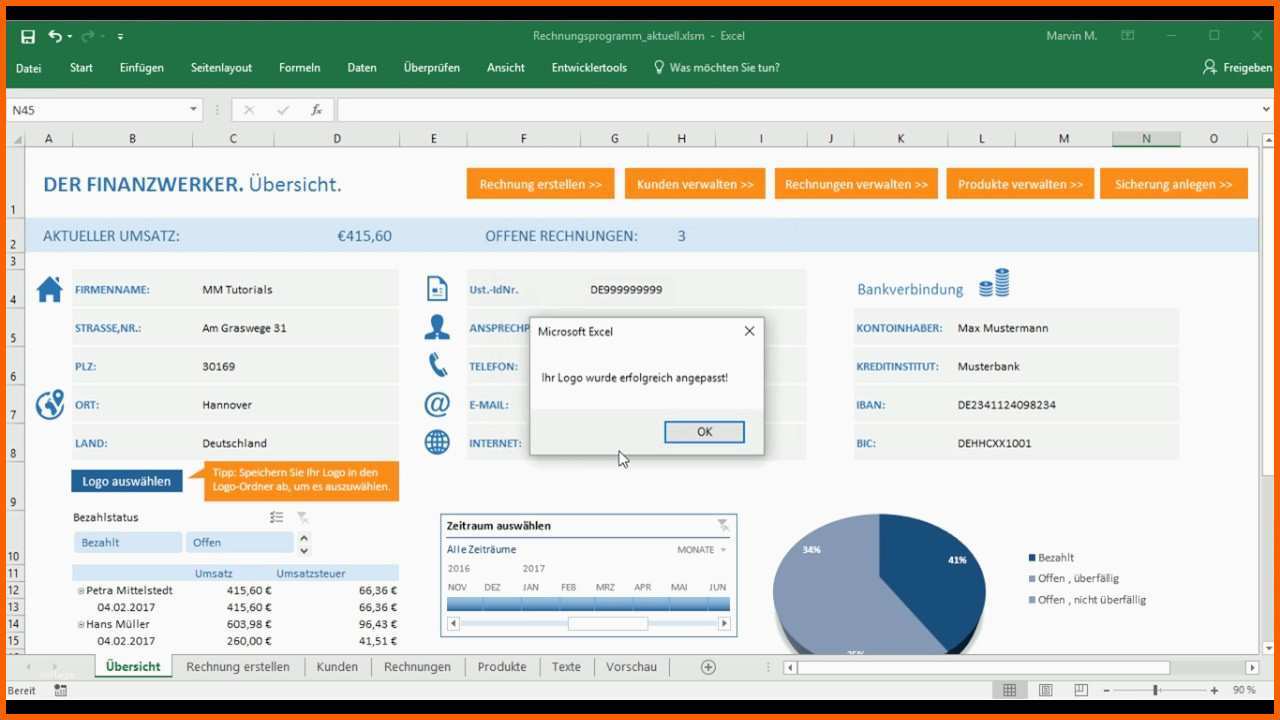 Unvergesslich Excel Vorlage Für Rechnungen Und Angebote