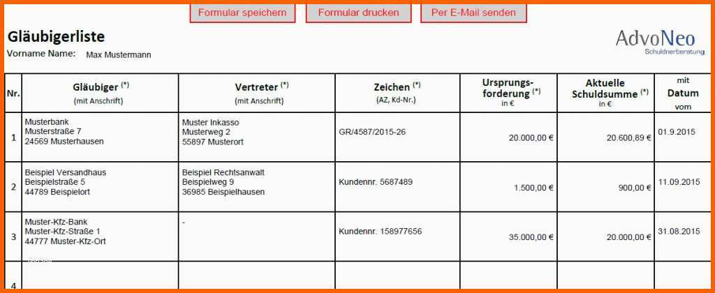 Unvergesslich forderungsaufstellung Excel Vorlage – De Excel