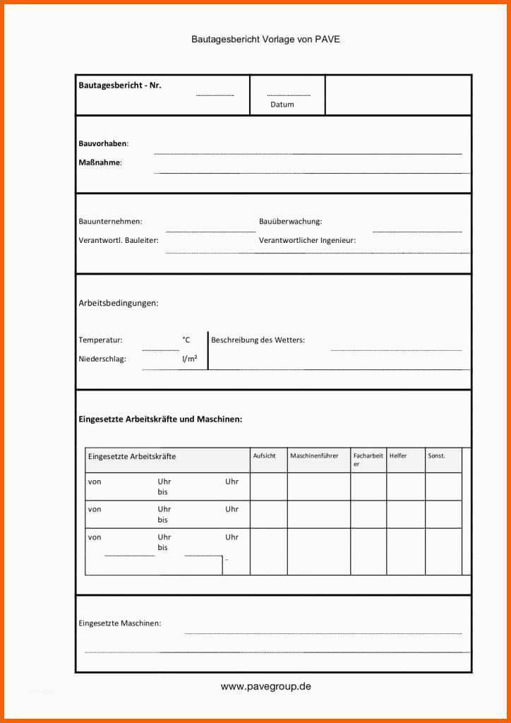 Unvergesslich Kostenlose Bautagebuch Vorlage Nach Vob 2018 Pave