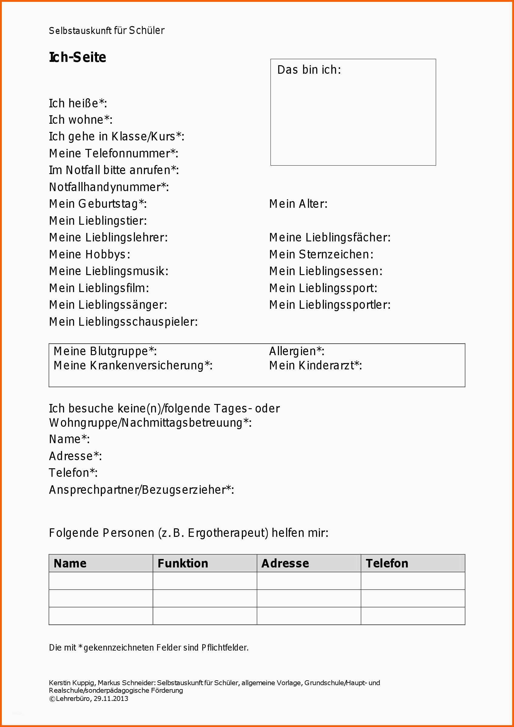Unvergesslich Selbstauskunft Vorlage Word – Kebut