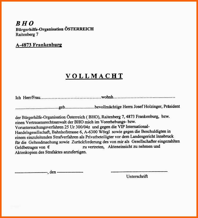 Unvergesslich Vollmacht Auskunft Vorlage – Kostenlos Vorlagen