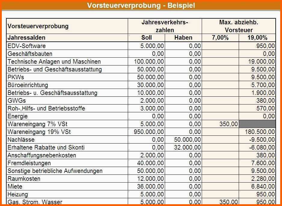vorlage excel buchhaltung hubsch excel vorlage vorsteuerverprobung
